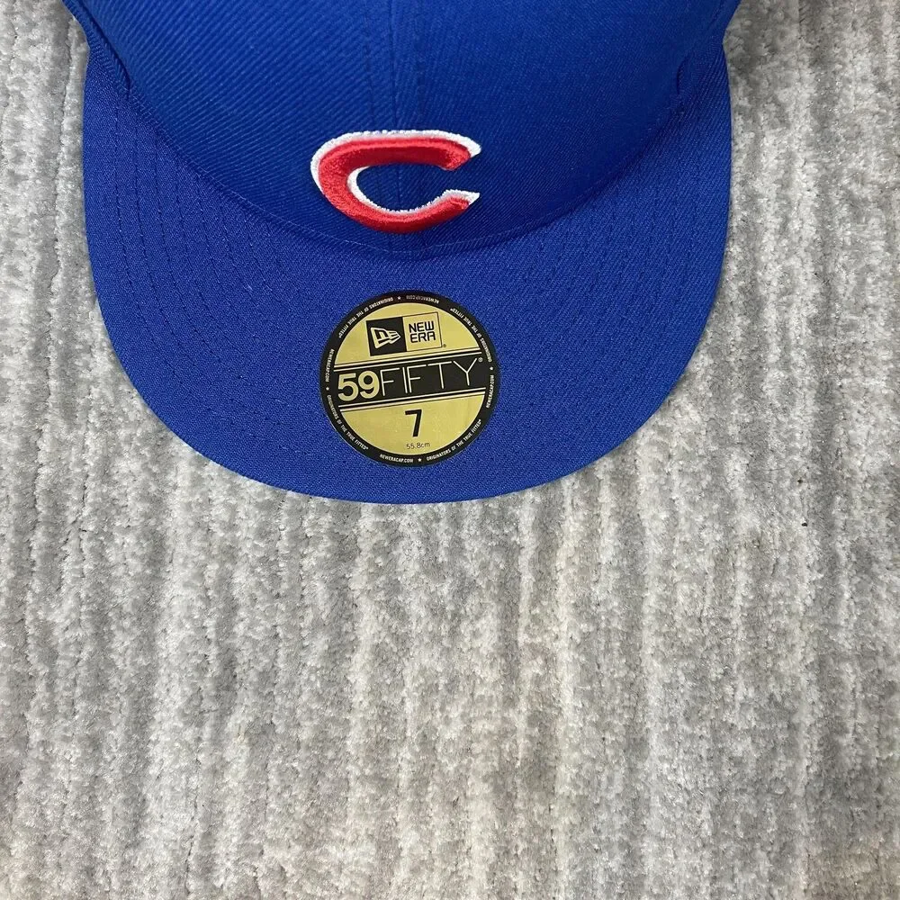 Chicago Cubs Hat Cap Fitted Mens 7 Royal Blue MLB Baseball 59FIFTY New Era